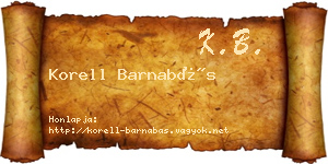 Korell Barnabás névjegykártya